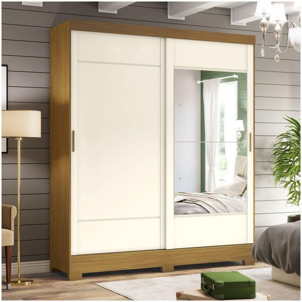 Guarda Roupa Casal 02 Portas Deslizantes 02 Gavetas Istambul Briz Nature Off White