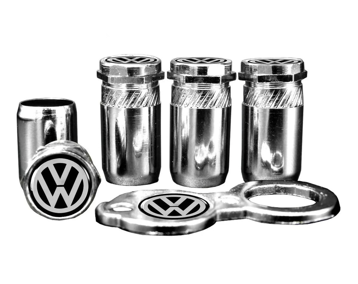 Bico Tampa Pino de Válvula Antifurto Cromado Para Roda Emblema VW Volkswagen