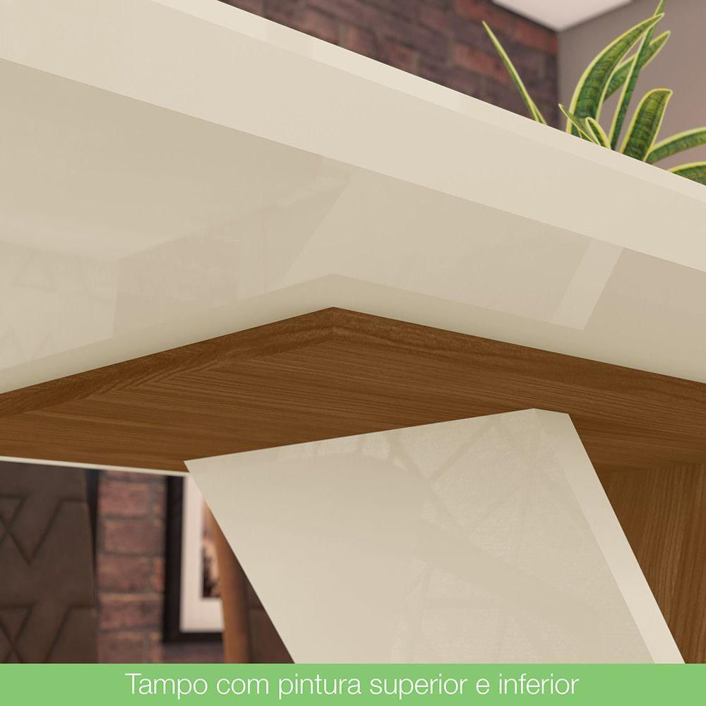 Conjunto Sala De Jantar Mesa 160 Cm Tampo Mdf 6 Cadeiras Nature Com Off White E Marrom Expresso