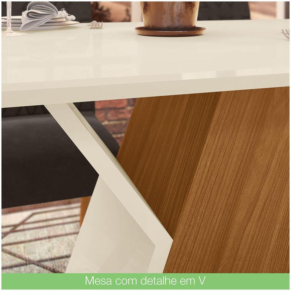 Mesa De Jantar Com Tampo Em Mdf 160cm Juanita Casa 812 Nature Com Off White