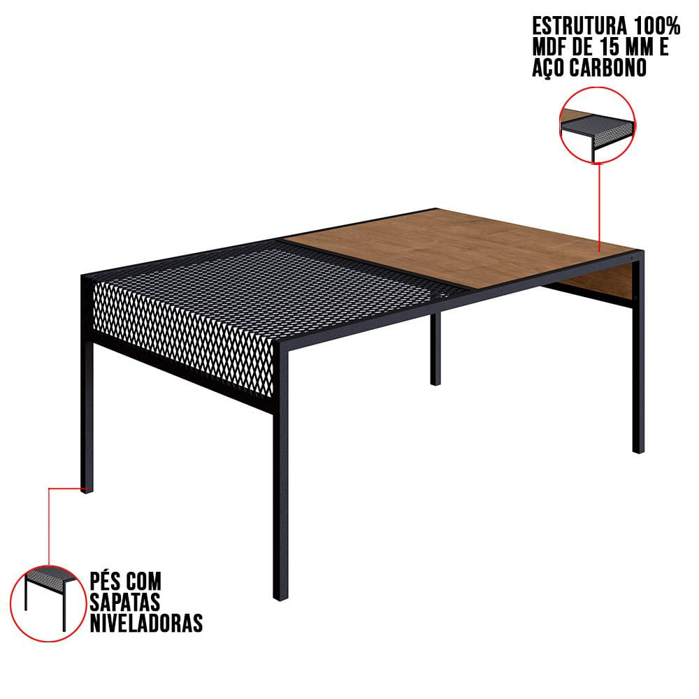 Mesa de Centro New Vermont e Preto 80 cm - D'Rossi