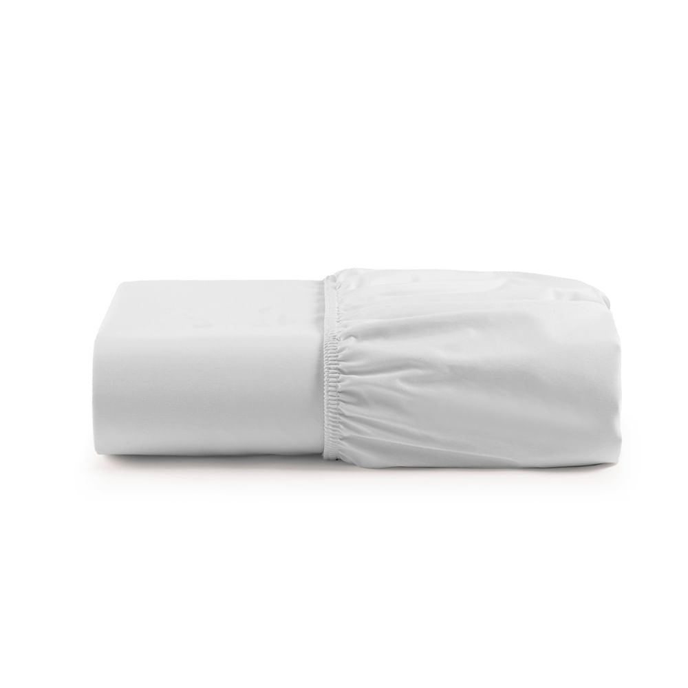 Lençol Solteiro Cintilante Percal 180 Fios 100% Algodão com Elástico - Branco