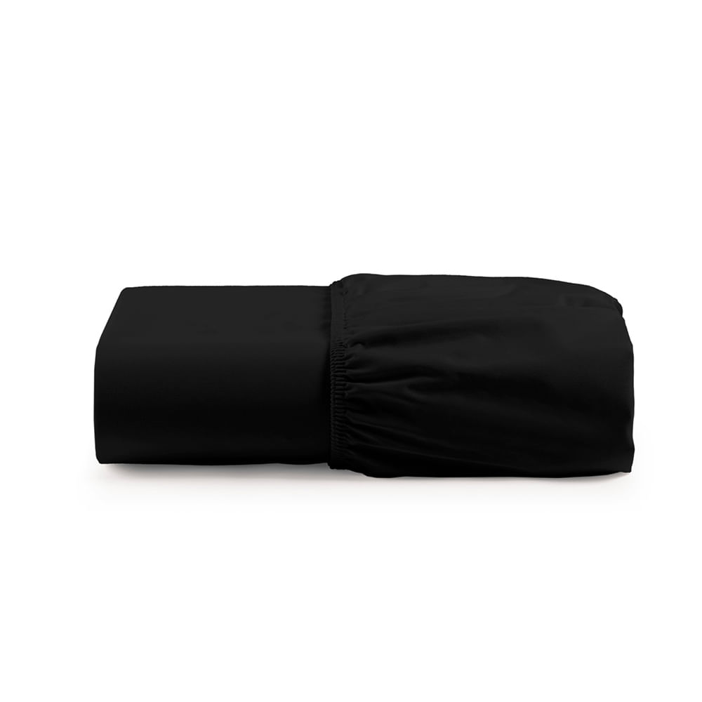 Lençol Solteiro Cintilante Percal 180 Fios 100% Algodão com Elástico - Preto