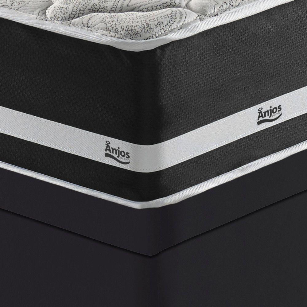 Cama Box King Baú Preto + Colchão Molas Los Angeles 193cm