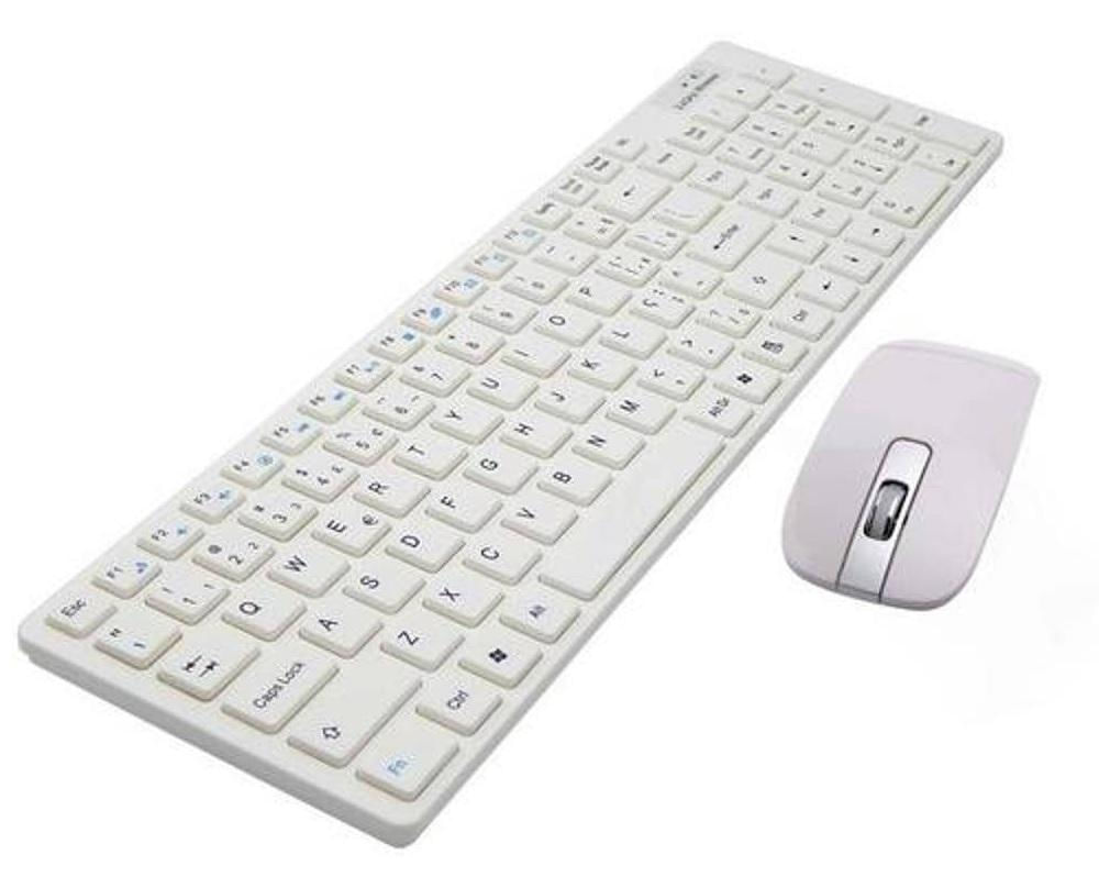 Kit Teclado E Mouse Slim Sem Fio Wireless 2.4ghz - Branco