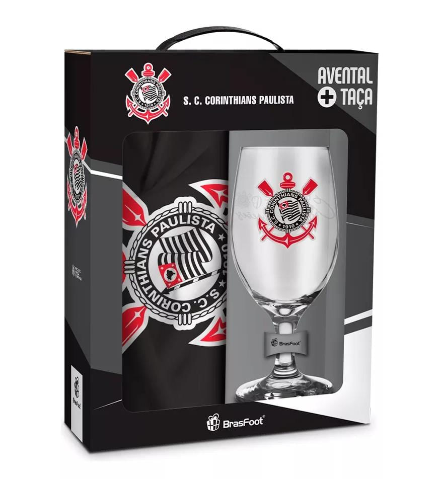 Taça de Vidro com Avental Corinthians 330ml Oficial