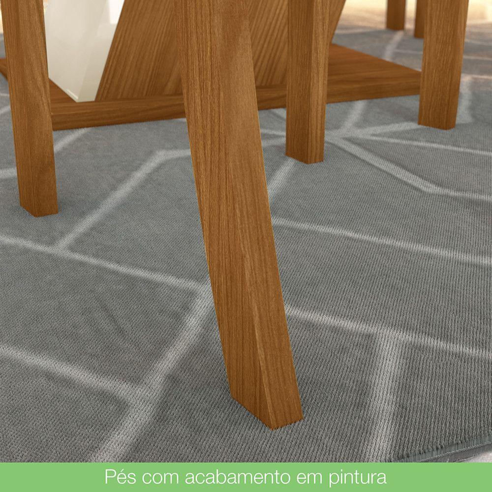 Mesa De Jantar Com 04 Cadeiras Mdf 120cm Off White E Linho