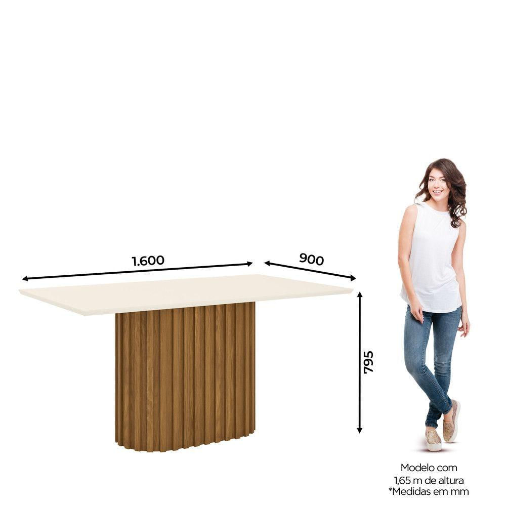 Mesa De Jantar Tampo De Mdf Canto Reto 160 Cm Solana Henn Nature Com Off White