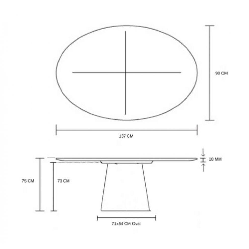 Mesa de Jantar Cone Oval 137x90cm Base Laminada Branco