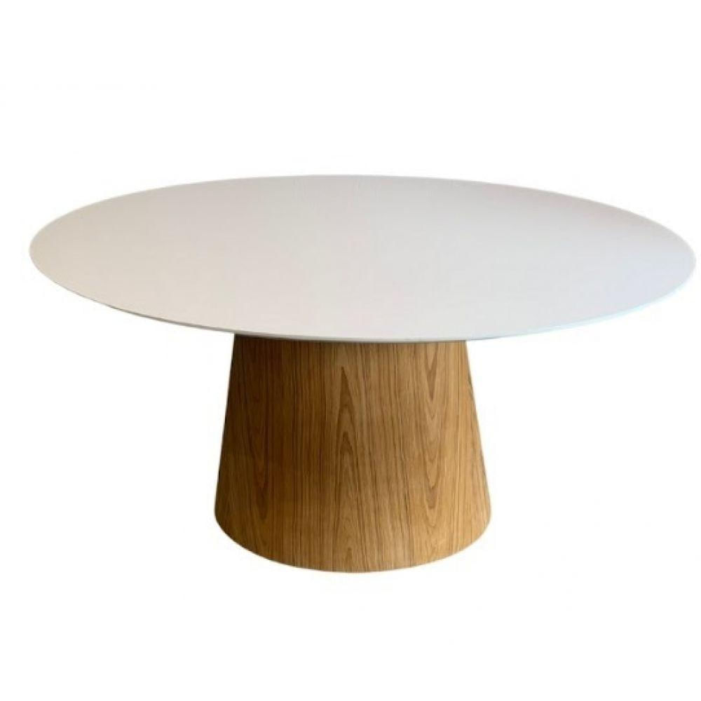 Mesa de Jantar Cone Oval 137x90cm Base Laminada Branco