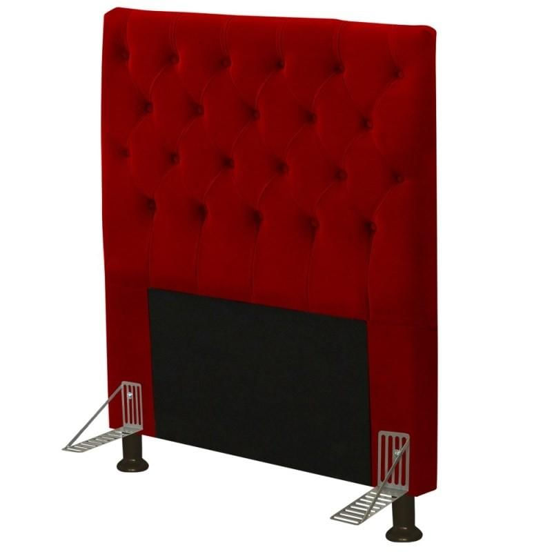 Cabeceira Cama Box Solteiro 90cm Cristal Veludo Vermelho - JS Móveis