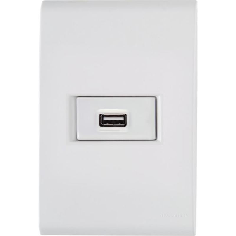 Conjunto 4x2 com 1 Tomada USB 1,5 A Bivolt Tramontina Liz Branco