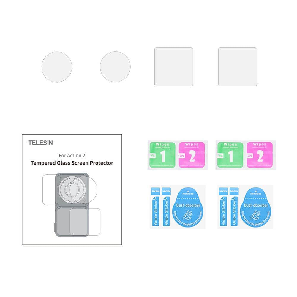 Película em Vidro Temperado para DJI Action 2 (Power Combo) - Telesin