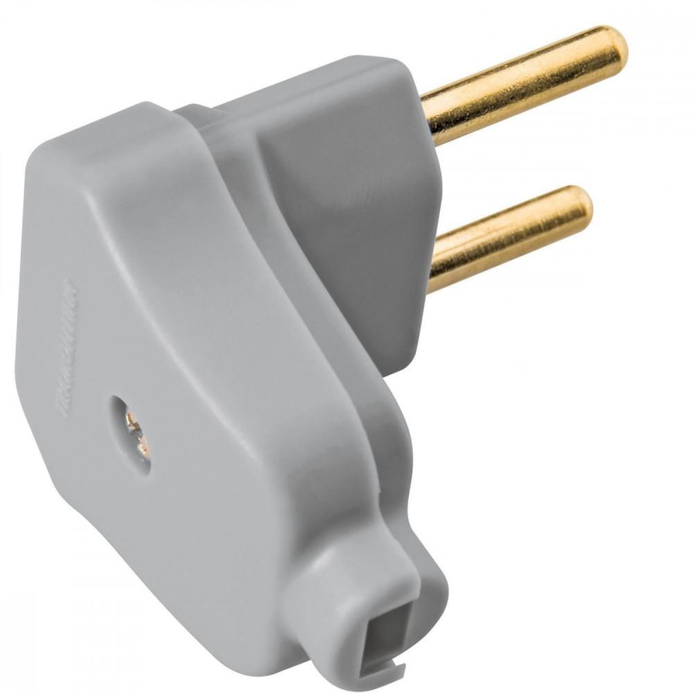 Plugue Angular 2P 10 A 250 V Tramontina Cinza