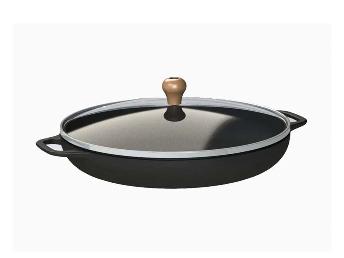 Frigideira Gourmet 2L Alça Ferro Tampa Vidro Libaneza 26cm