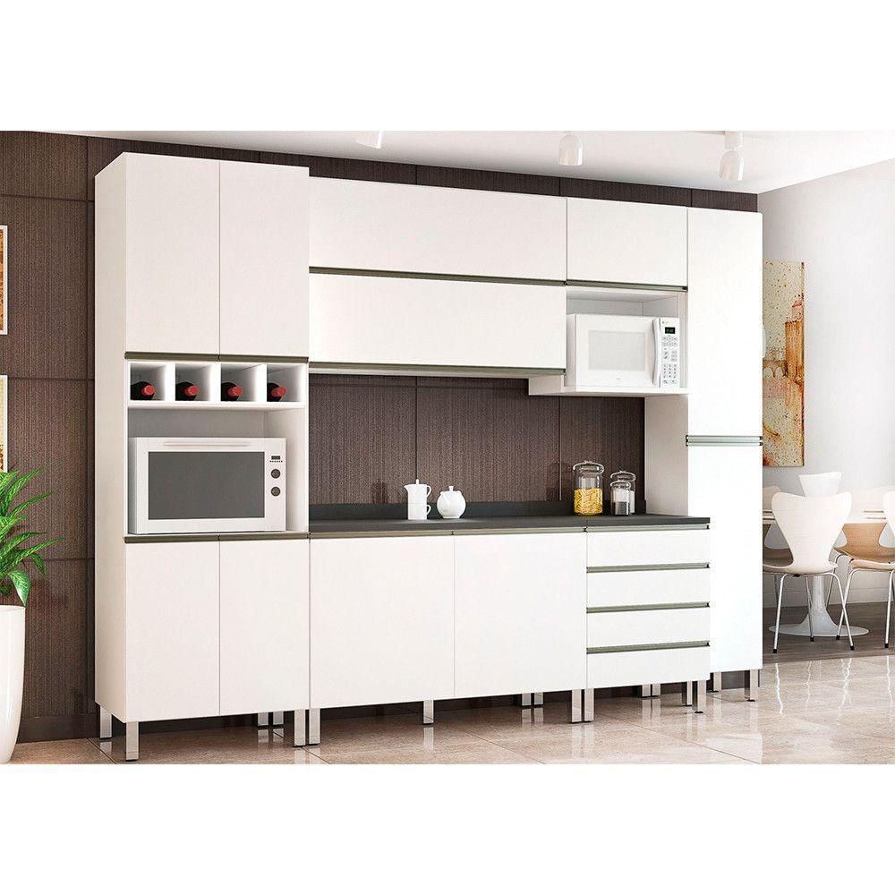 Cozinha Modulada 7 Peças Com Tampo Branco Pérola