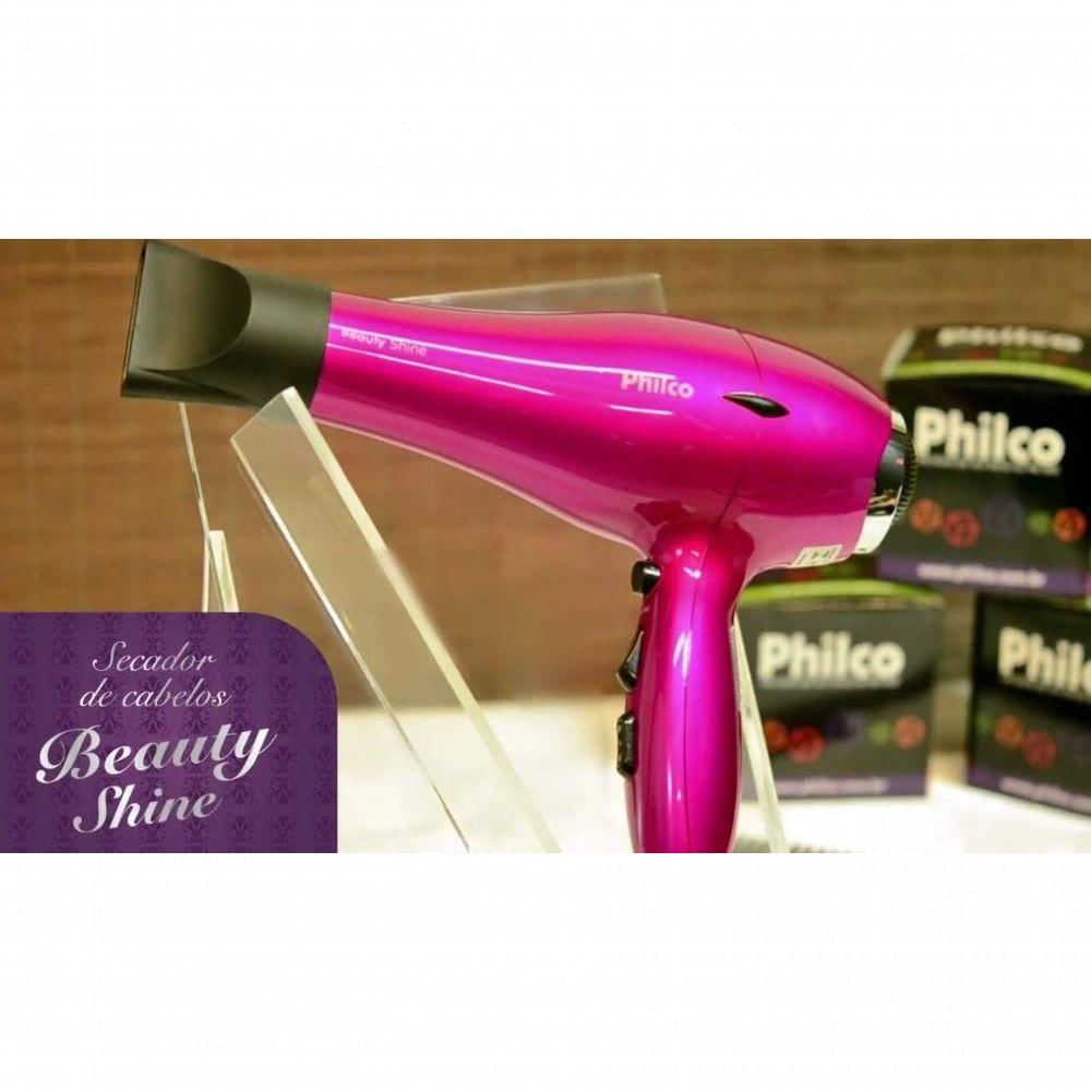 Secador De Cabelo Philco Beauty Shine Íon 2000W Rosa 127V 110