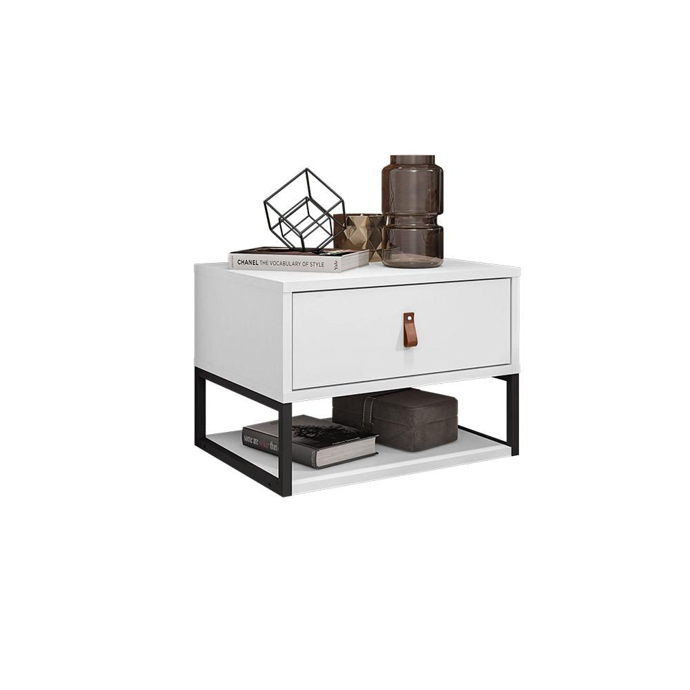 Mesa de Cabeceira Angela com Gaveta Branco - D'Rossi