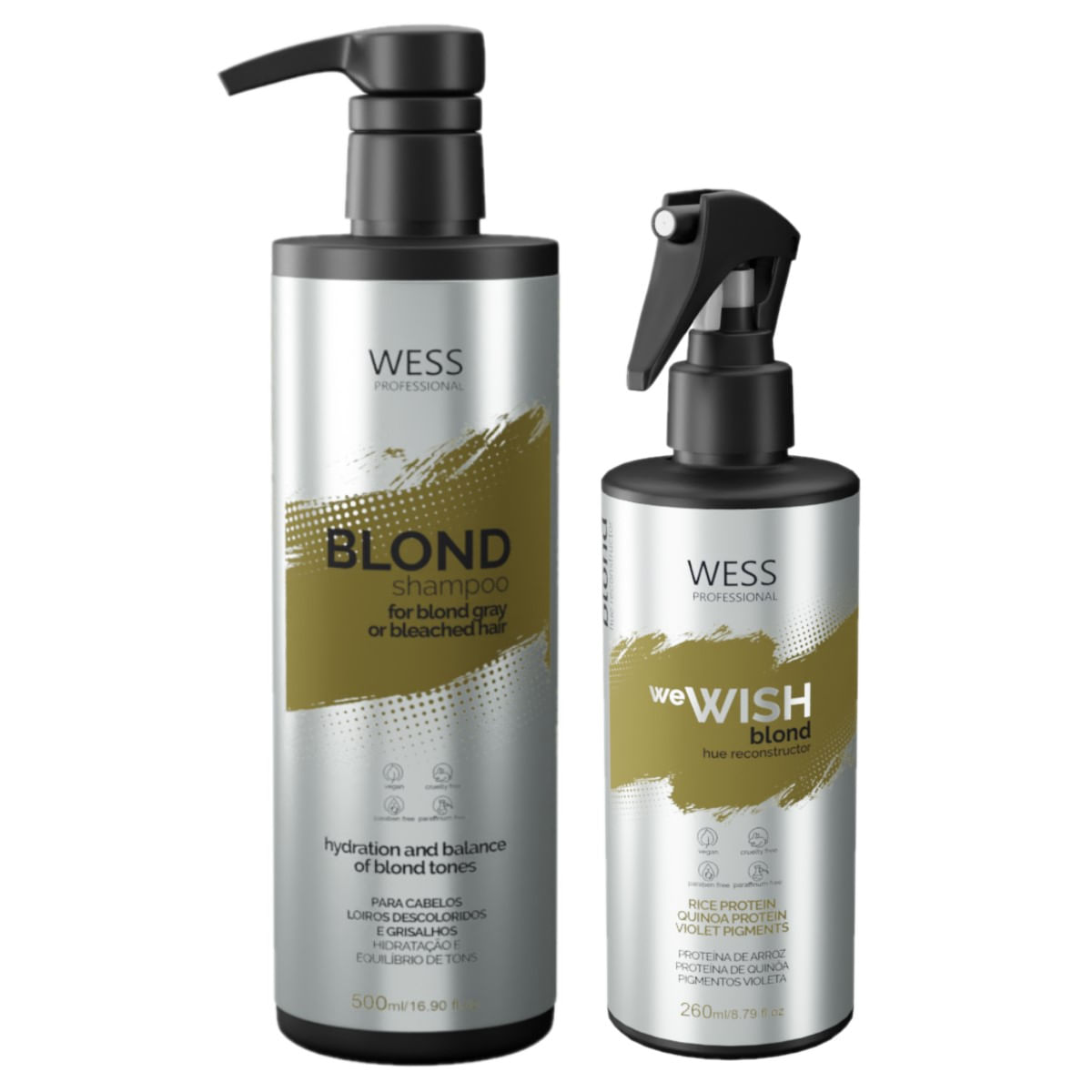 Kit Wess Blond Shampoo 500ml + We Wish Matizante 260ml