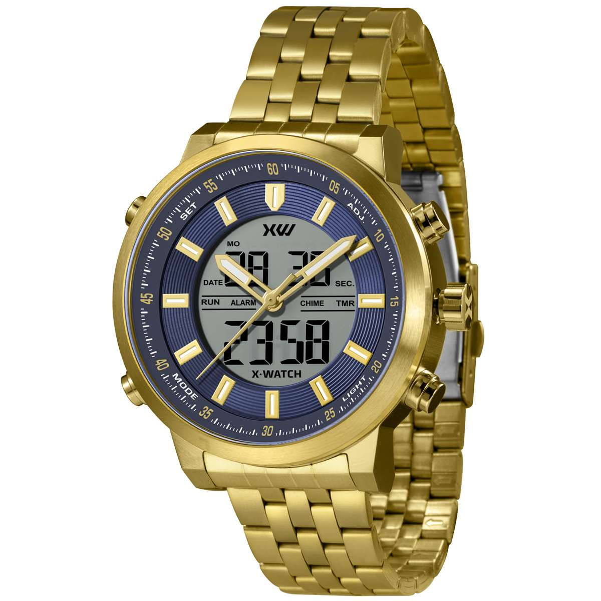 Relógio X-Watch Masculino Ref:Xmgsa010 Dbkx Dourado Anadigi