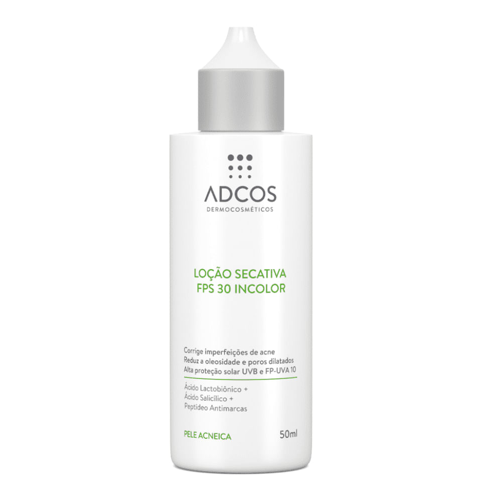 Adcos Acne Solution Loção Secativa FPS30 Incolor 50ml