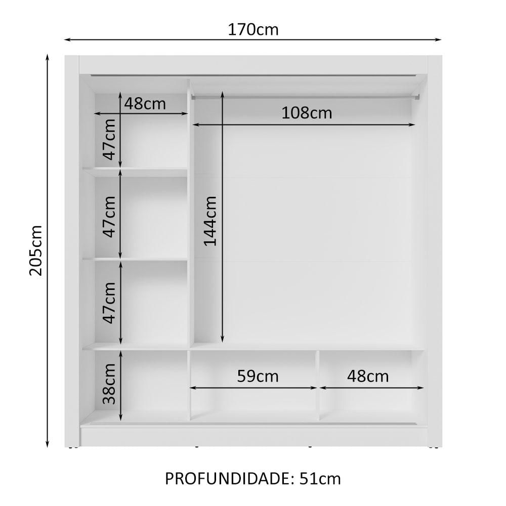 Guarda-Roupa Casal 3 Portas de Correr com Espelho Branco Nobre Madesa Branco