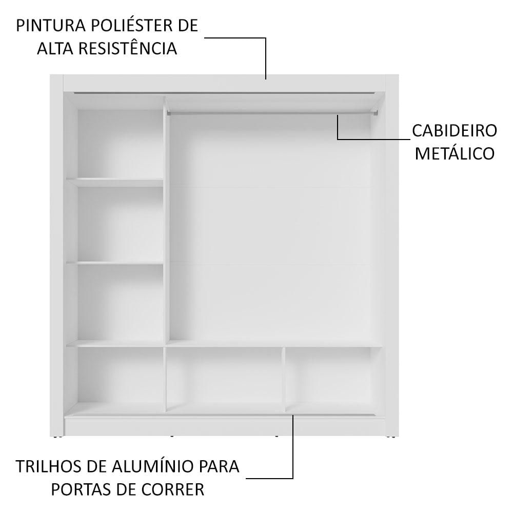 Guarda-Roupa Casal 3 Portas de Correr com Espelho Branco Nobre Madesa Branco