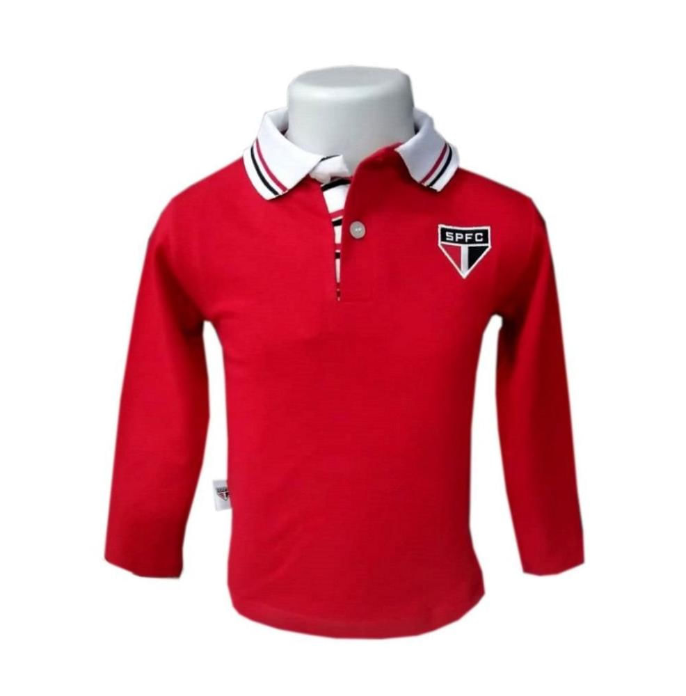 Camisa Polo Infantil São Paulo Manga Longa Oficial