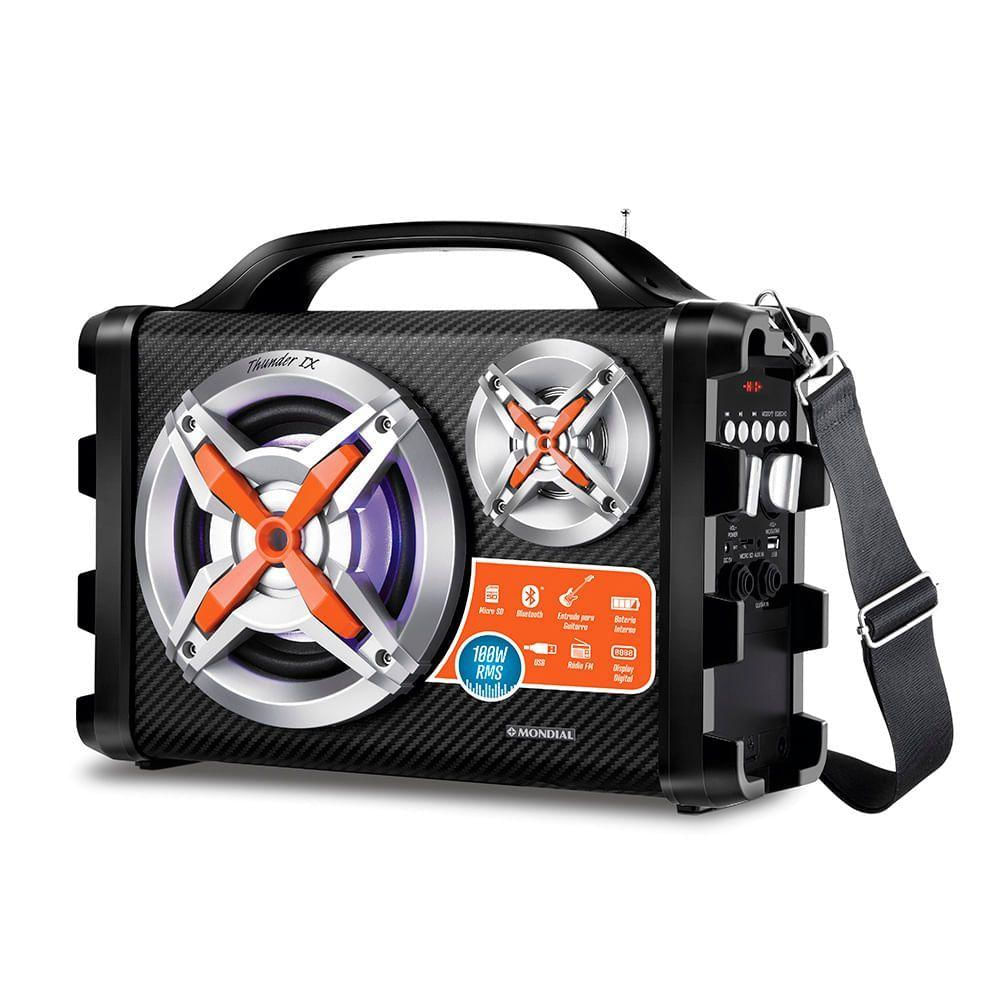 Caixa Amplificada Mondial Thunder Ix Biv Preto/Laranja Bivolt