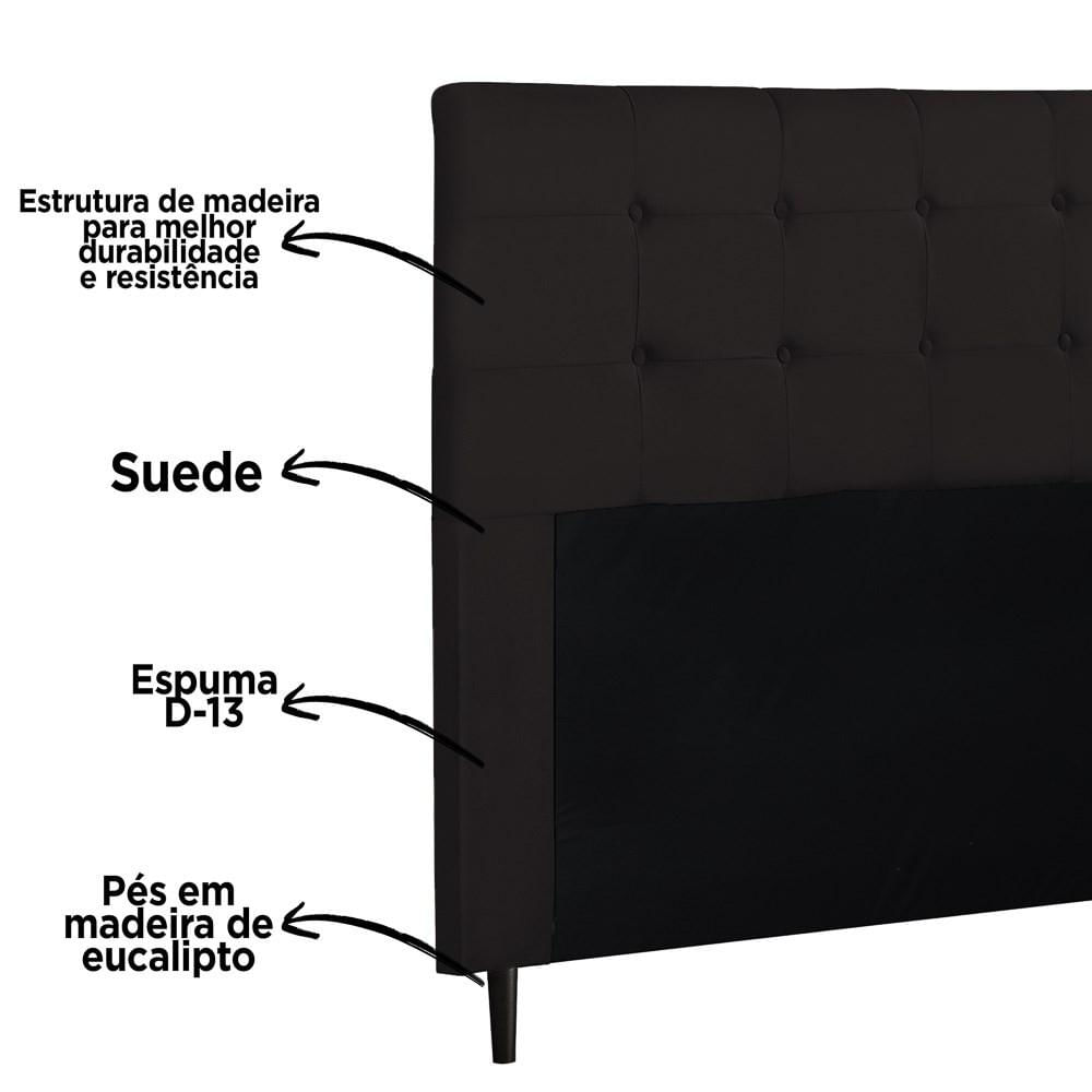 Cabeceira Cama Box Casal Queen 160cm Luna I02 Suede Marrom - Mpozenato