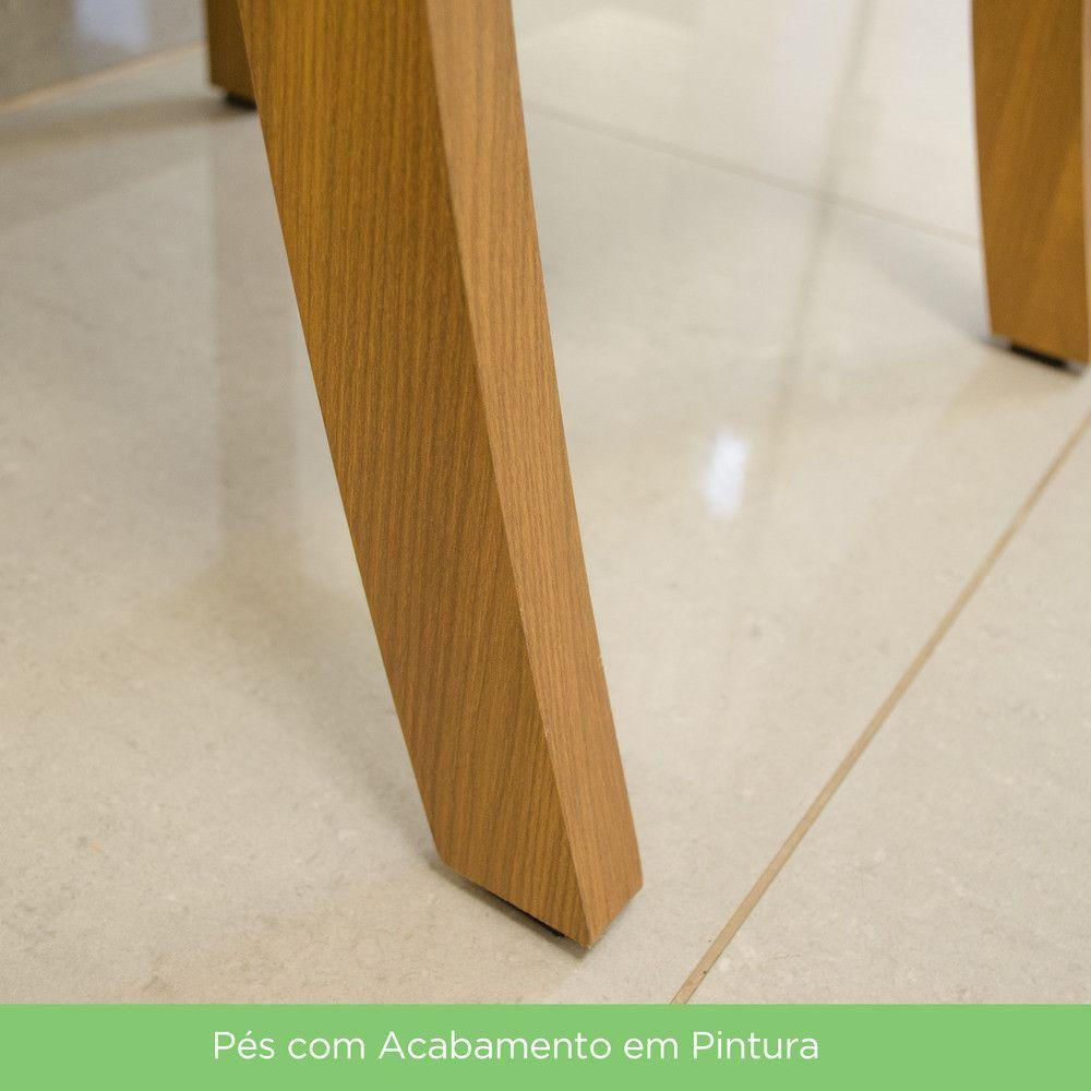 Conjunto Sala De Jantar Tampo Mdf Com Vidro 160cm 6 Cadeiras