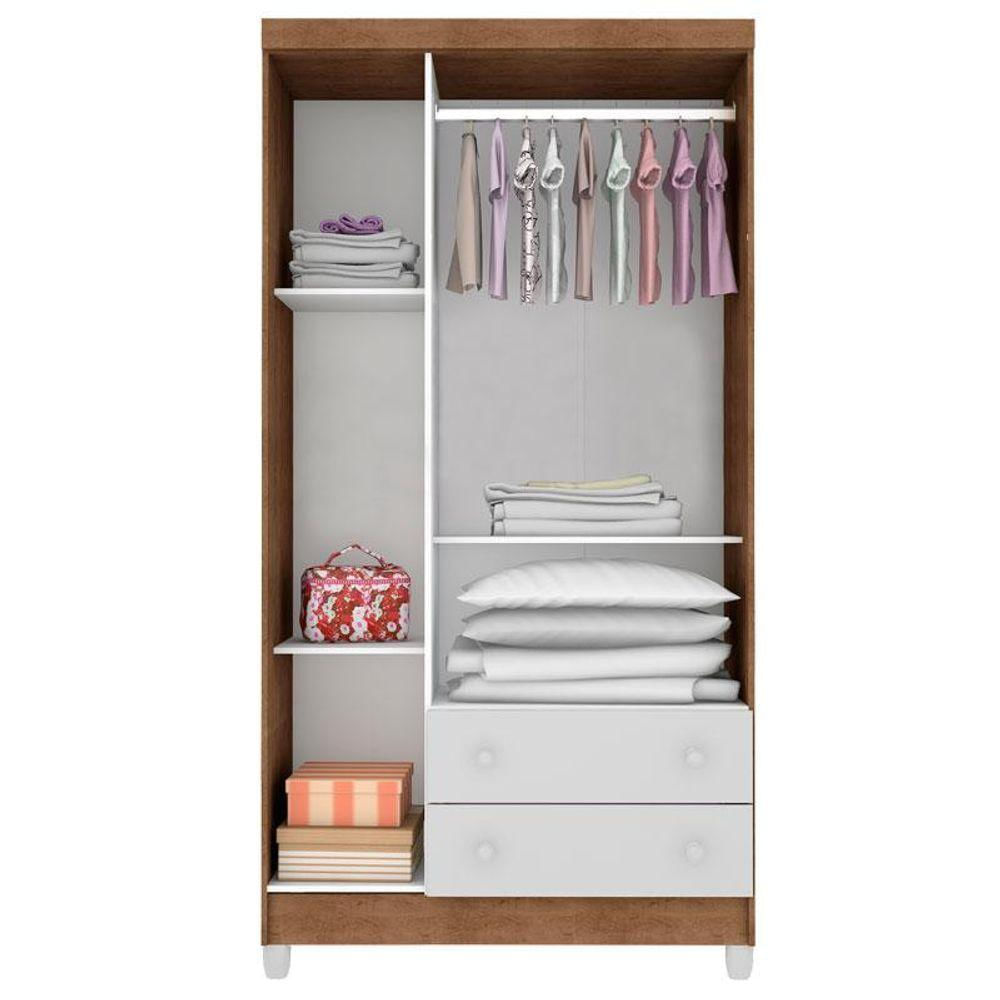 Quarto De Bebê Mariah 3p Com Berço Mirelle Branco Acetinado Amadeirado Com Colchão - Carolina