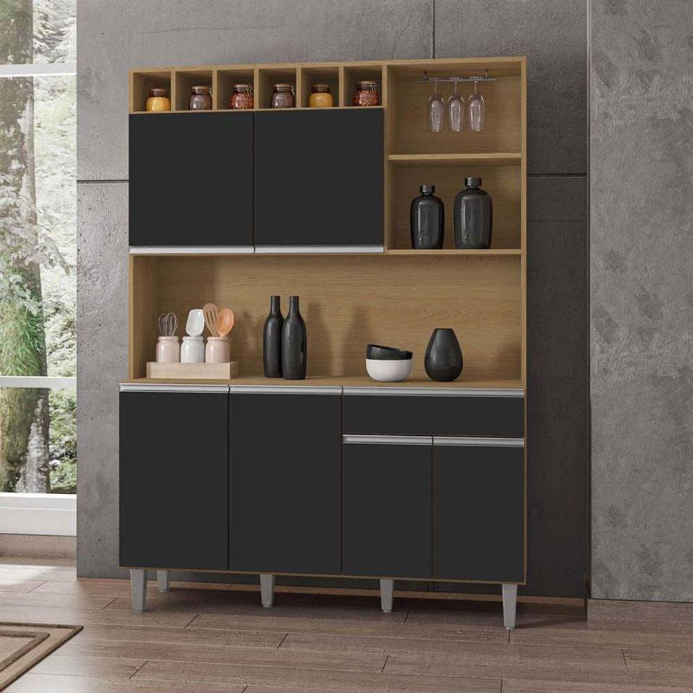 alice auaa 2点セット Armário Para Cozinha Kit Alice Amendoa Preto - Ajl