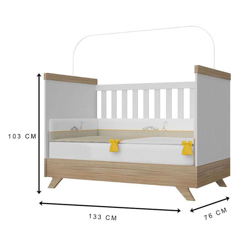 Quarto De Bebê Emilly 4 Portas Com Berço Americano Retro Vitória Off White Carvalho - Canaã