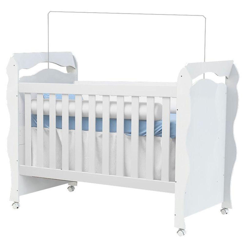 Berço Americano New Nanda E Cômoda Infantil Ane Branco Brilho Com Colchão Gazin - Phoenix Baby