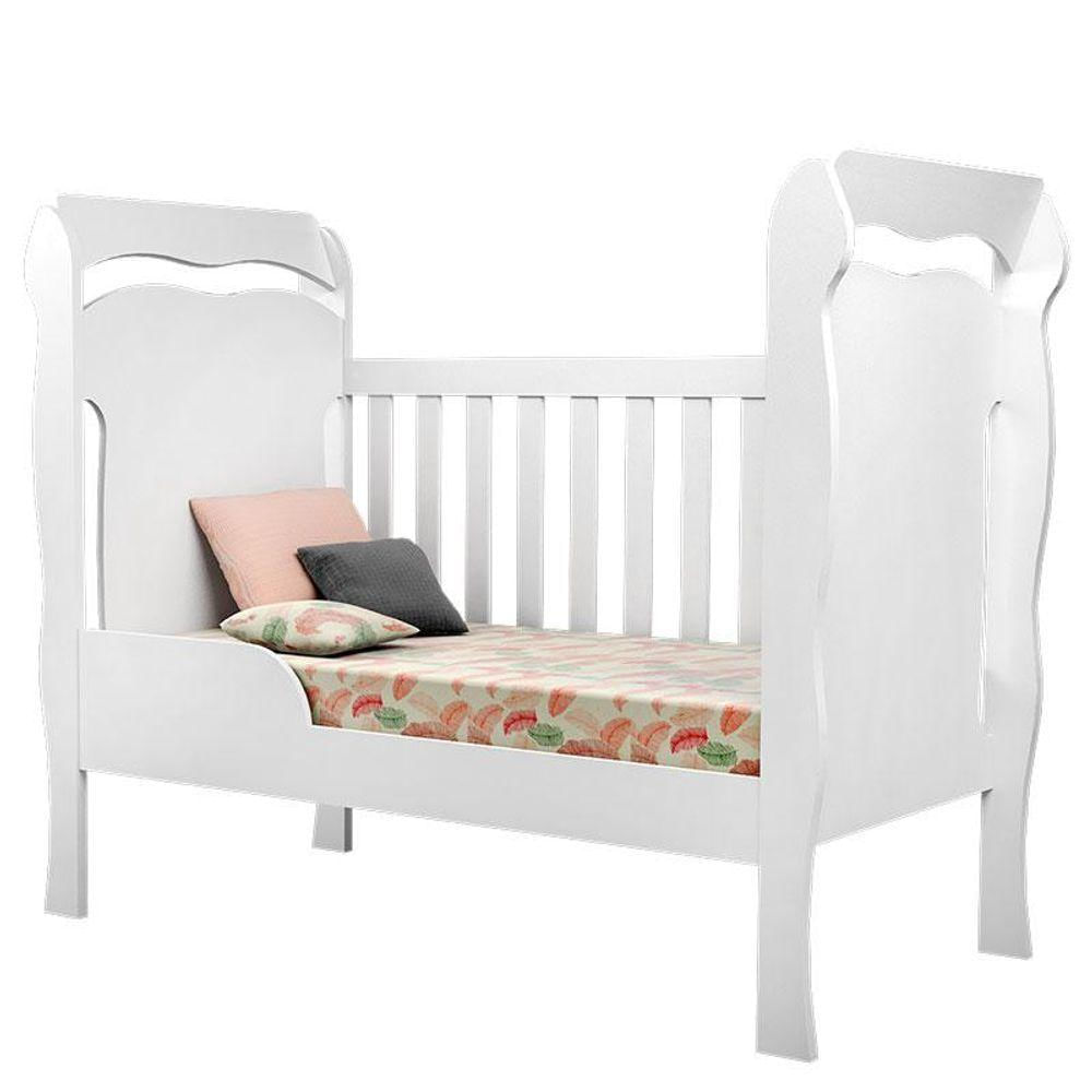 Berço Americano New Nanda E Cômoda Infantil Ane Branco Brilho Com Colchão Gazin - Phoenix Baby