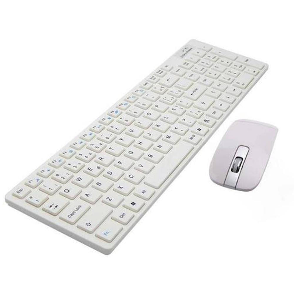 Kit Teclado e Mouse Slim sem Fio Wireless 2.4ghz - Branco