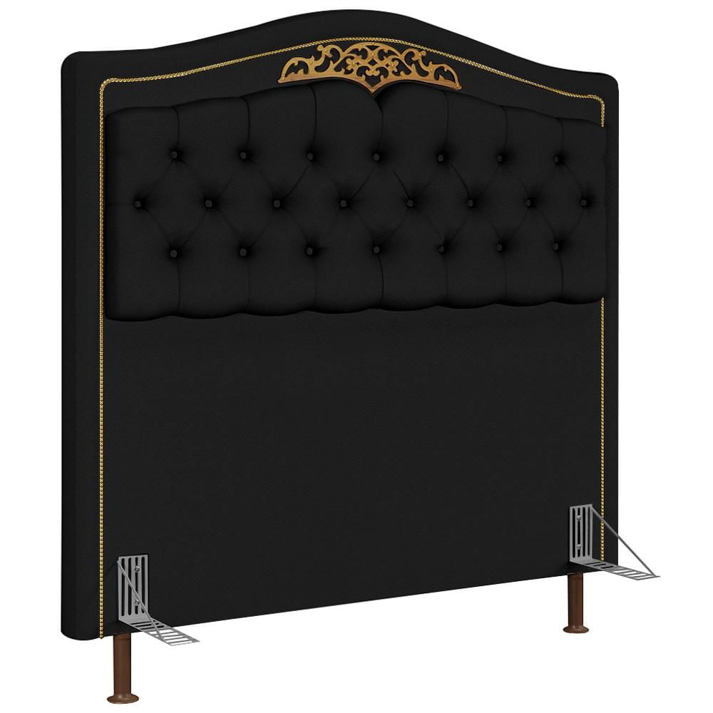 Cabeceira Cama Box Casal 140cm com Tachas Imperial J02 Sintético Preto - Mpozenato