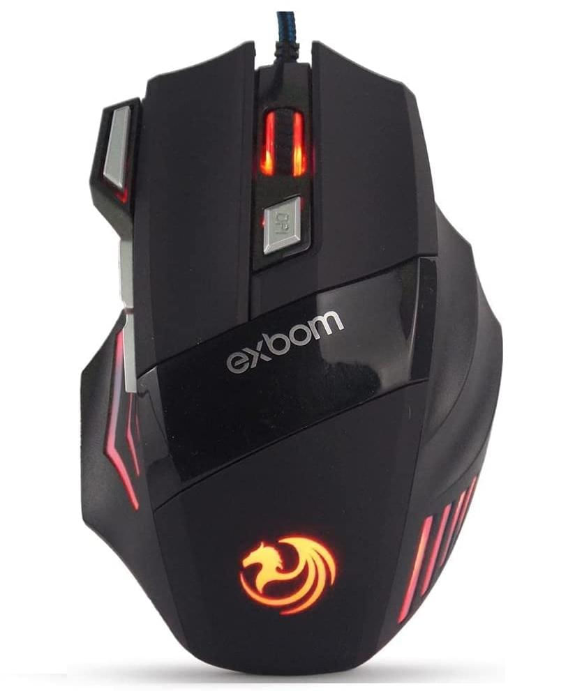 Mouse Gamer Black X7 Optico Usb 3200Dpi Com 7 Botões e Led Color