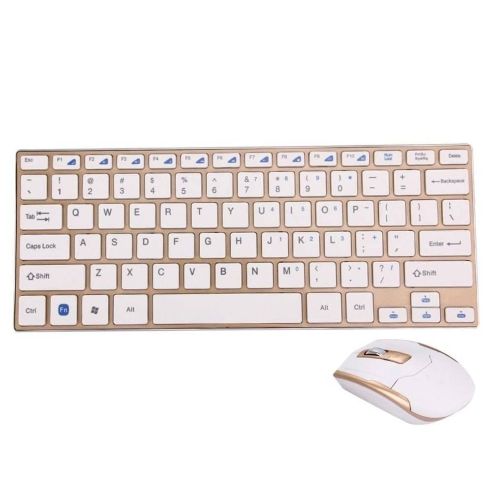 Kit Teclado e Mouse Wireless Sem Fio Ultra Slim BM-3910 Dourado