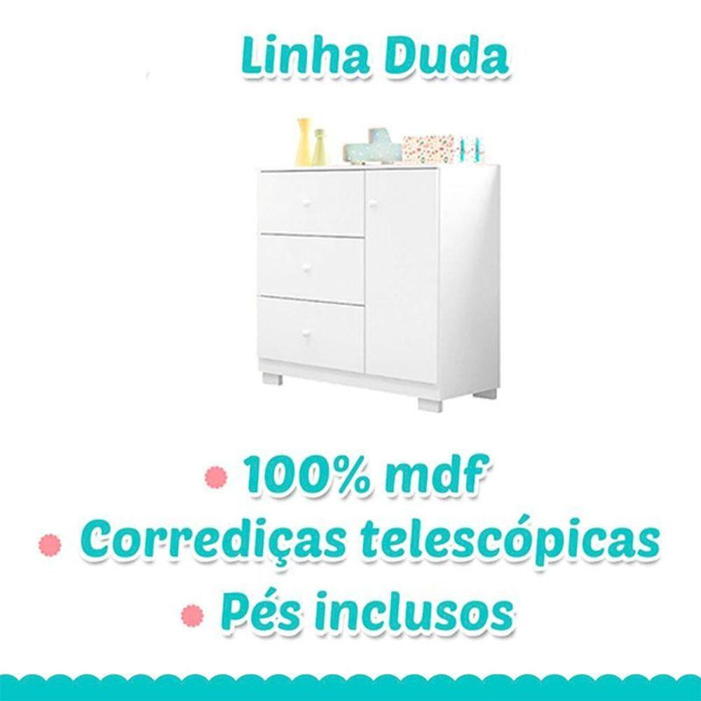 Berço Americano Lara Com Cômoda Infantil Duda Branco Brilho - Phoenix Baby