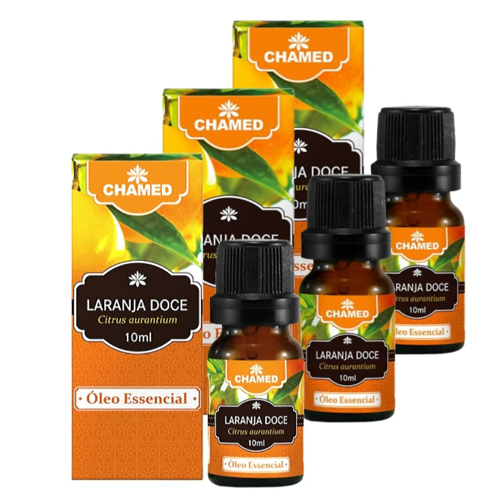 Óleo Essencial De Laranja Doce 3 Frascos de 10ml Puro Chamed