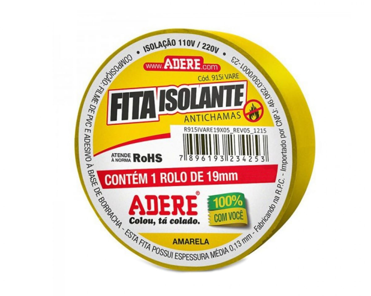 Fita Isolante Adere Colorida 19Mmx05M Amarela