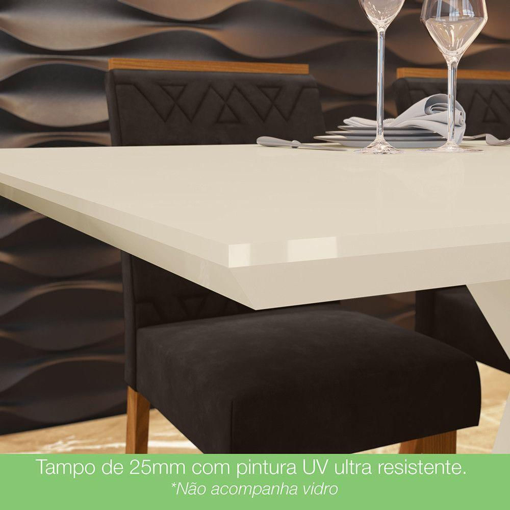 Conjunto Sala De Jantar Tampo Mdf 120 Cm 4 Cadeiras Nature Com Off White E Marrom Expresso