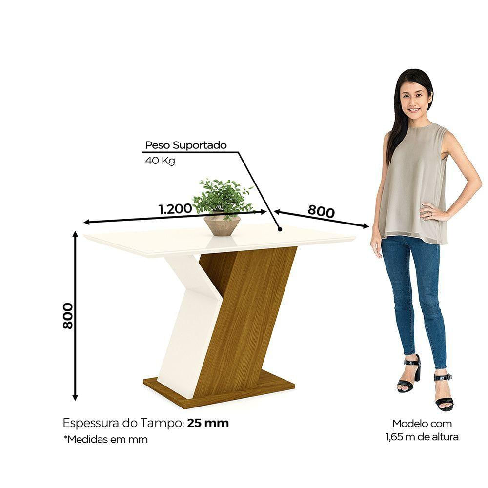 Conjunto Sala De Jantar Tampo Mdf 120 Cm 4 Cadeiras Nature Com Off White E Marrom Expresso