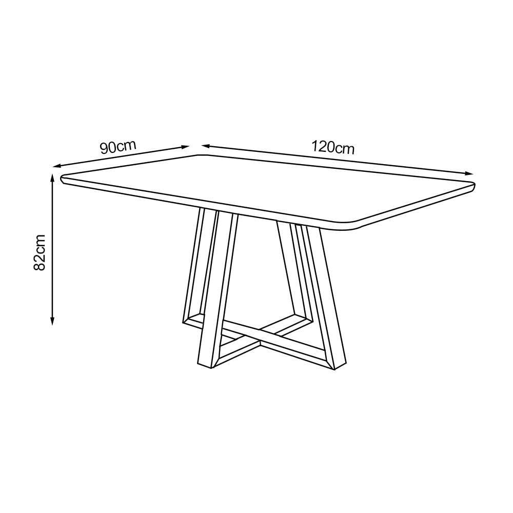 Mesa De Jantar Madeira Maciça Tampo Mdfvidro Pérola Offwhite