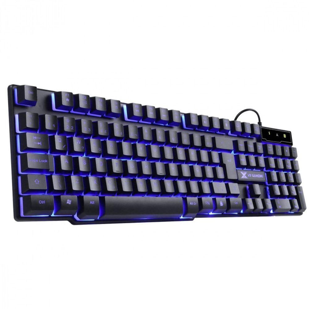 Teclado Gamer Vx Gaming Hydra 107 Teclas + 12 Multimidia Com Led Azul Sensacao Tecla Mecanica-gt700