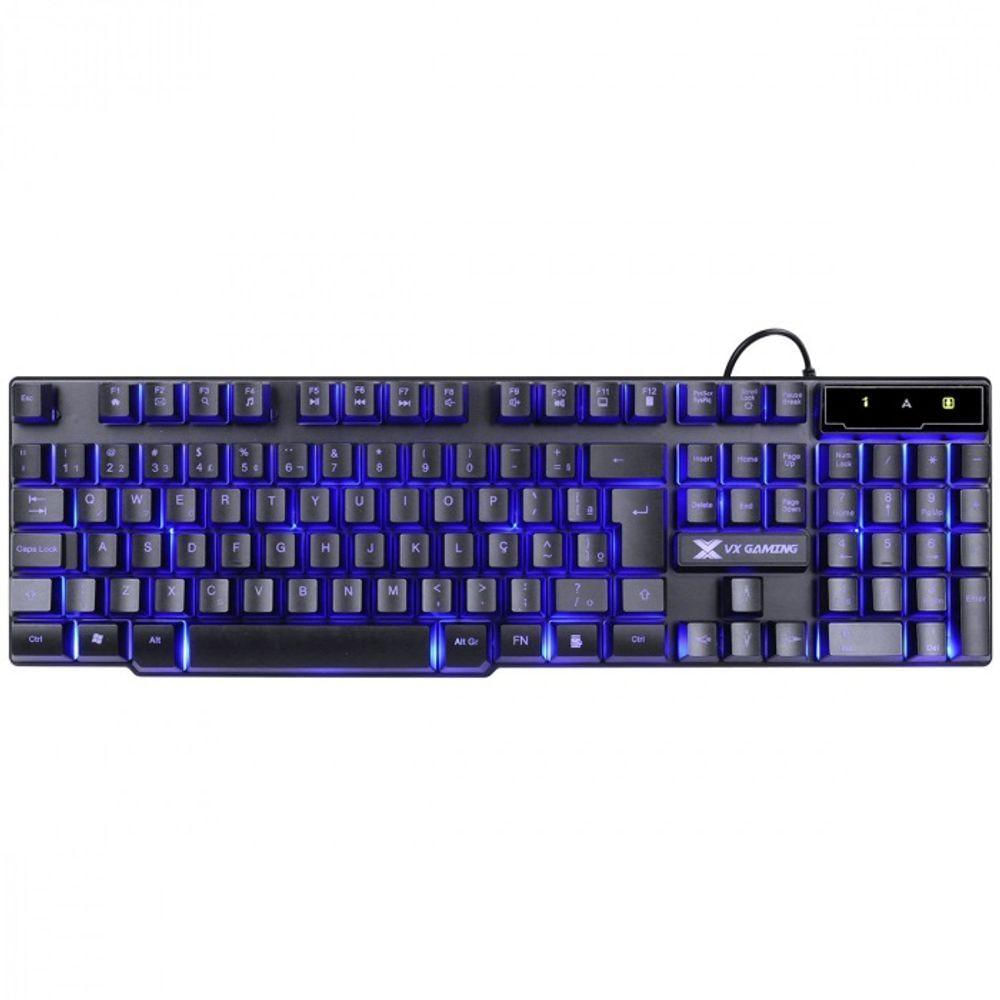 Teclado Gamer Vx Gaming Hydra 107 Teclas + 12 Multimidia Com Led Azul Sensacao Tecla Mecanica-gt700