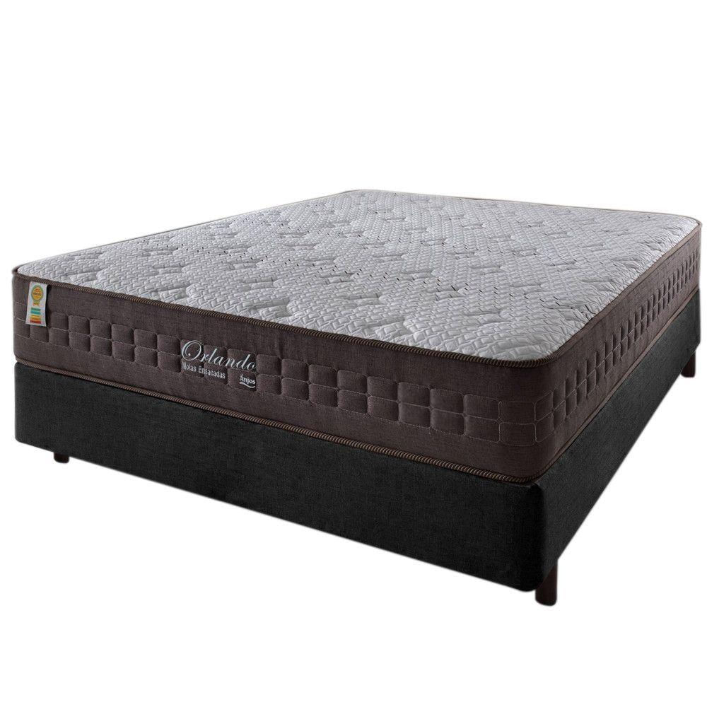 Cama Box Casal Preto + Colchão Molas Ensacadas Orlando 138cm