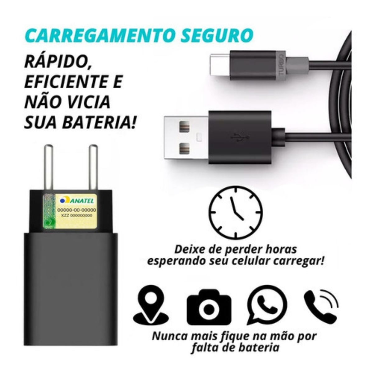 Carregador Celular Preto Compatível Com MultiLaser G3